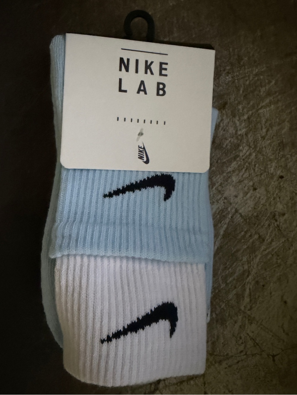 Nike Lab Light Blue and White Crew Athletic Socks